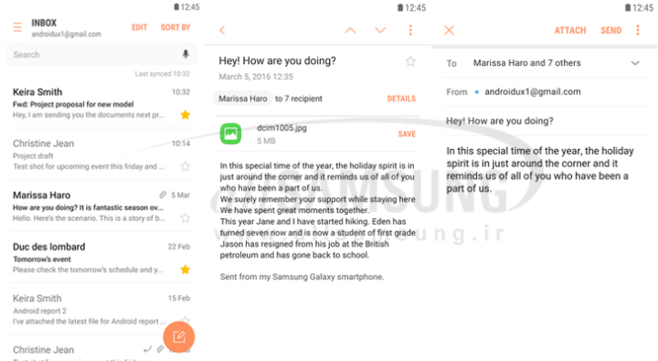 اپلیکیشن ایمیل سامسونگ در حال حاضر در Play Store موجود است