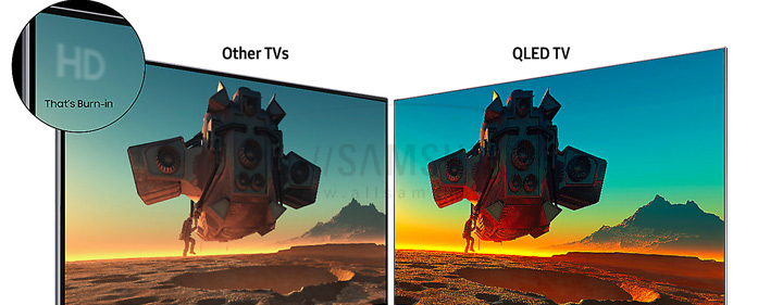 مصون بودن نمایشگر تلویزیون QLED سامسونگ از سوختگی 