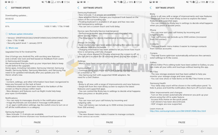 آپدیت اندروید 9 پای به همراه One UI برای گلکسی اس 9 پلاس