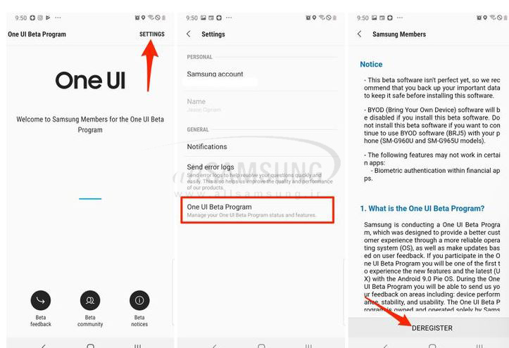 نحوه خروج از نسخه بتای One UI در گوشی های گلکسی و بازگشت به سیستم عامل قبلی