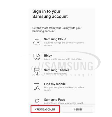نحوه ساخت حساب کاربری سامسونگ