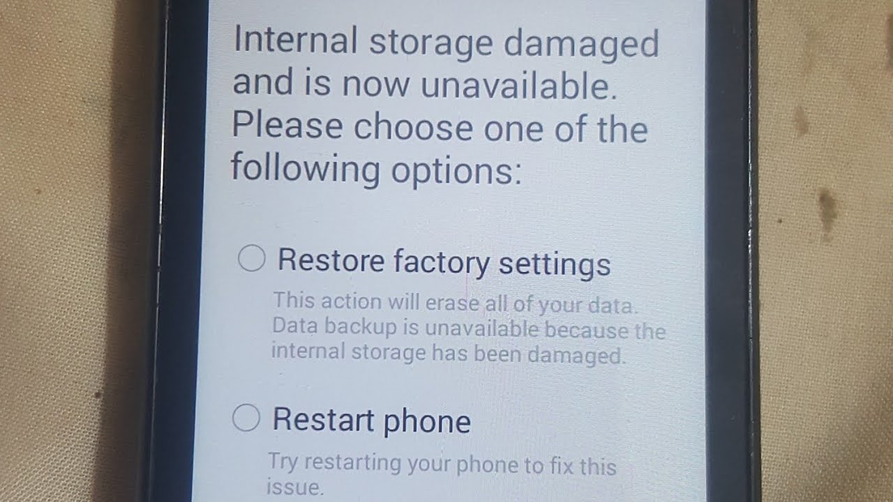 علت خطای Internal Storage Damaged گوشی سامسونگ 