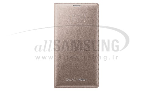 گلکسی نوت 4 سامسونگ ال ای دی فلیپ ولت طلایی Samsung Galaxy Note4 LED Flip Wallet Gold