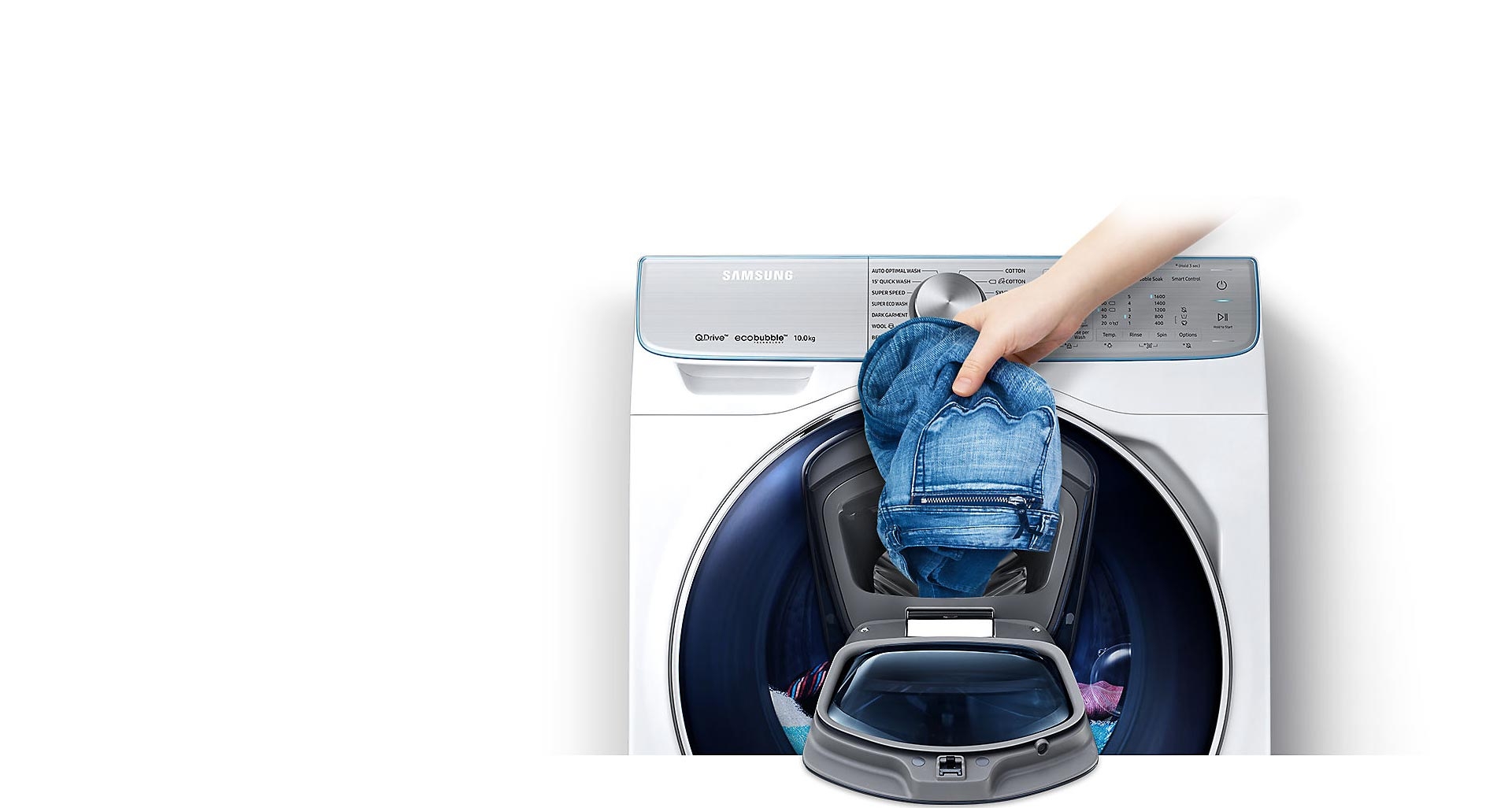 اضافه کردن لباس ها در حین شست و شو با ماشین لباسشویی QuickDrive